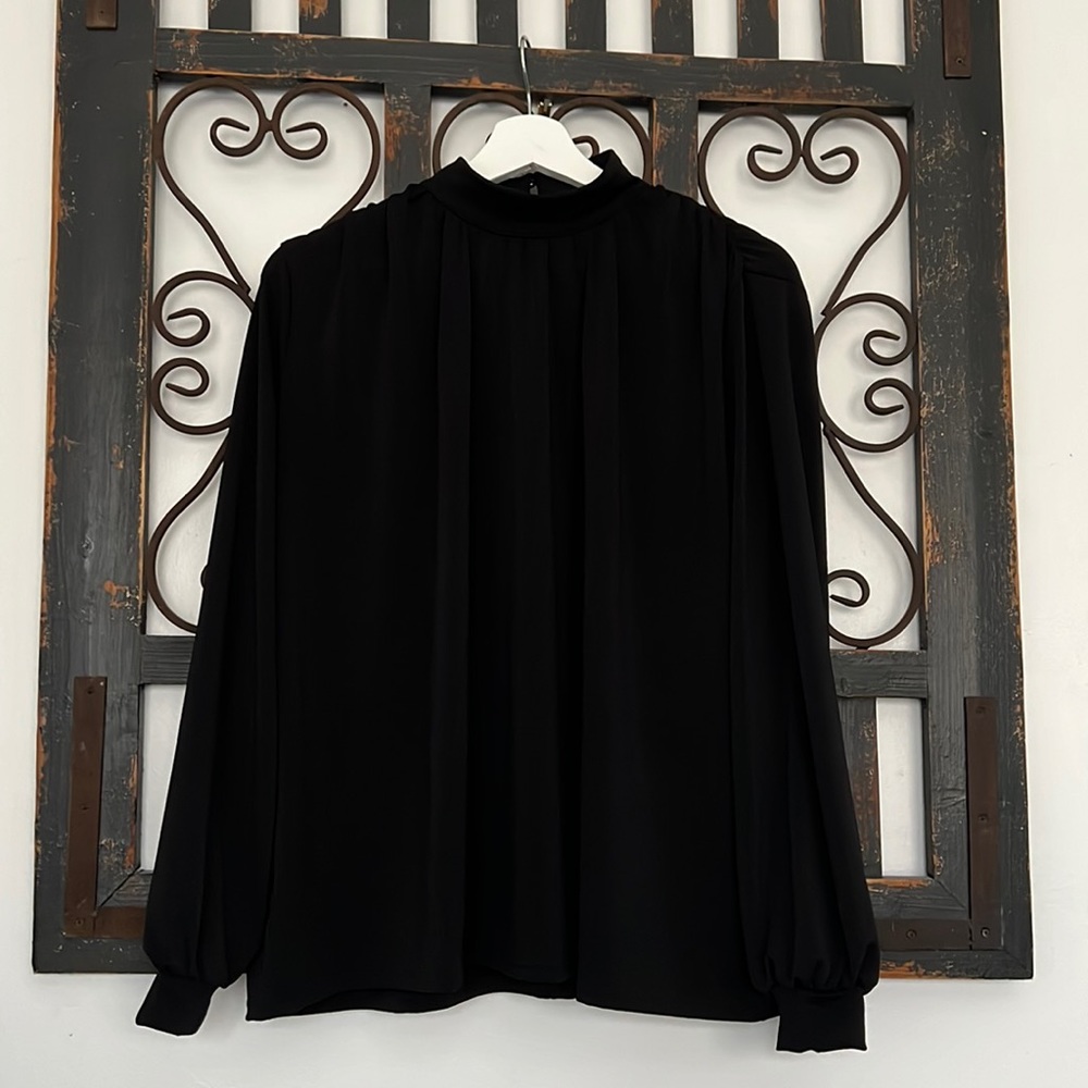 Black high neck jersey blouse